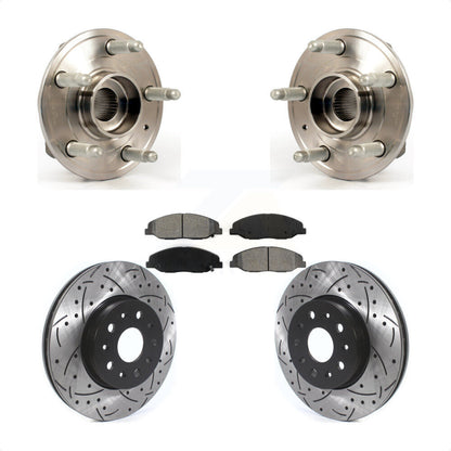 Hub Bearing Assembly Coat Drill Slot Brake Rotor Pads Front Kit For Cadillac CTS