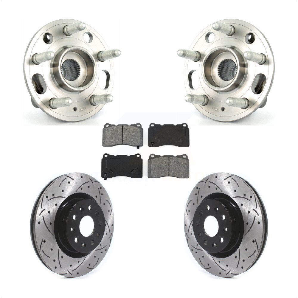 Hub Bearing Assembly Coat Drill Slot Brake Rotor Pads Front Kit For Cadillac CTS