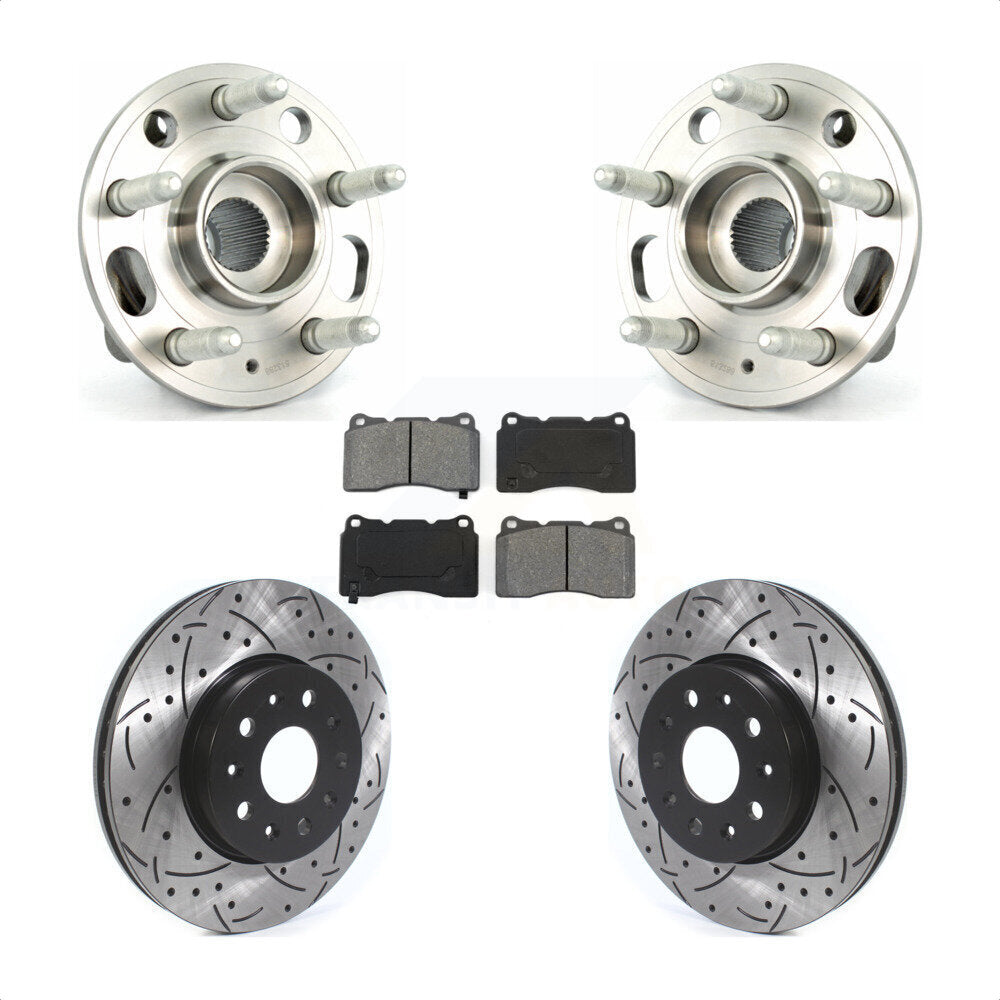 Hub Bearing Assembly Coat Drill Slot Brake Rotor Pads Front Kit For Cadillac CTS