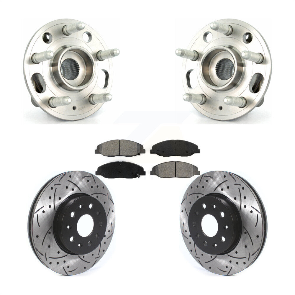 Hub Bearing Assembly Coat Drill Slot Brake Rotor Pads Front Kit For Cadillac CTS