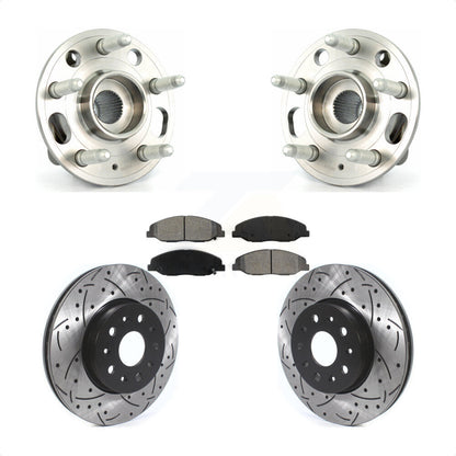Hub Bearing Assembly Coat Drill Slot Brake Rotor Pads Front Kit For Cadillac CTS