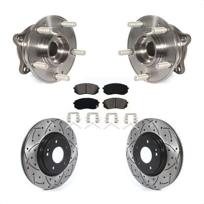Hub Bearing Drilled Slot Brake Rotor Pad Front Kit For Hyundai Sonata Kia Optima