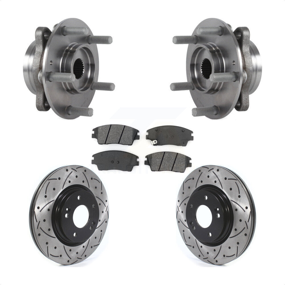 Hub Bearing Drill Slot Brake Rotor Pads Front Kit For 17-20 Hyundai Elantra 1.6L