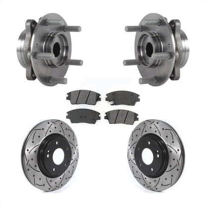 Hub Bearing Drill Slot Brake Rotor Pads Front Kit For 17-20 Hyundai Elantra 1.6L