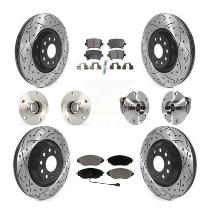 Hub Bearing Coated Disc Brake Rotor Pad Front Rear Kit (10Pc) For Volkswagen GTI