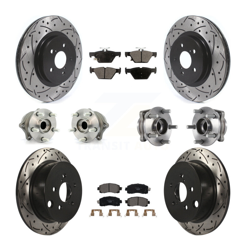 Hub Bearing Coated Brake Rotor & Pads Front Rear Kit (10Pc) For Subaru Crosstrek