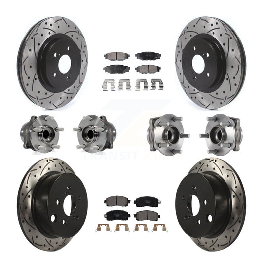 Hub Bearing Coated Brake Rotor & Pads Front Rear Kit (10Pc) For Subaru Crosstrek