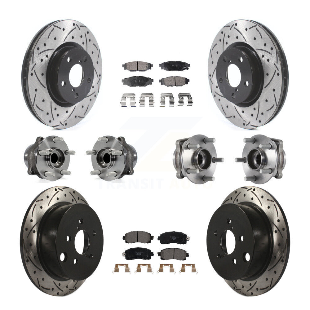Hub Bearing Coated Disc Brake Rotor Pad Front Rear Kit (10Pc) For Subaru Impreza