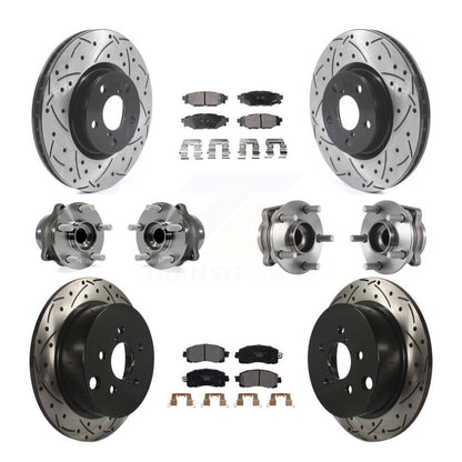 Hub Bearing Coated Disc Brake Rotor Pad Front Rear Kit (10Pc) For Subaru Impreza