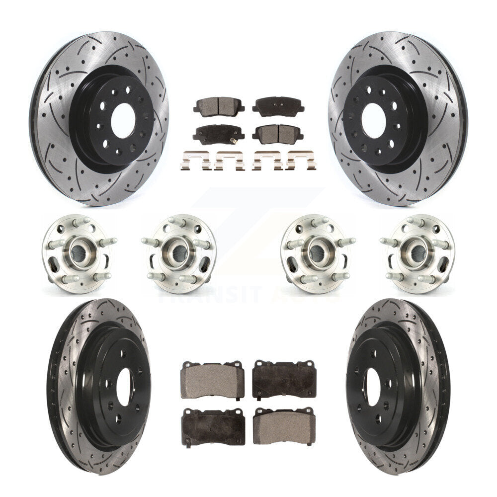 Hub Bearing Coated Disc Brake Rotor & Pad Front Rear Kit (10Pc) For Cadillac CTS