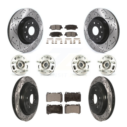 Hub Bearing Coated Disc Brake Rotor & Pad Front Rear Kit (10Pc) For Cadillac CTS