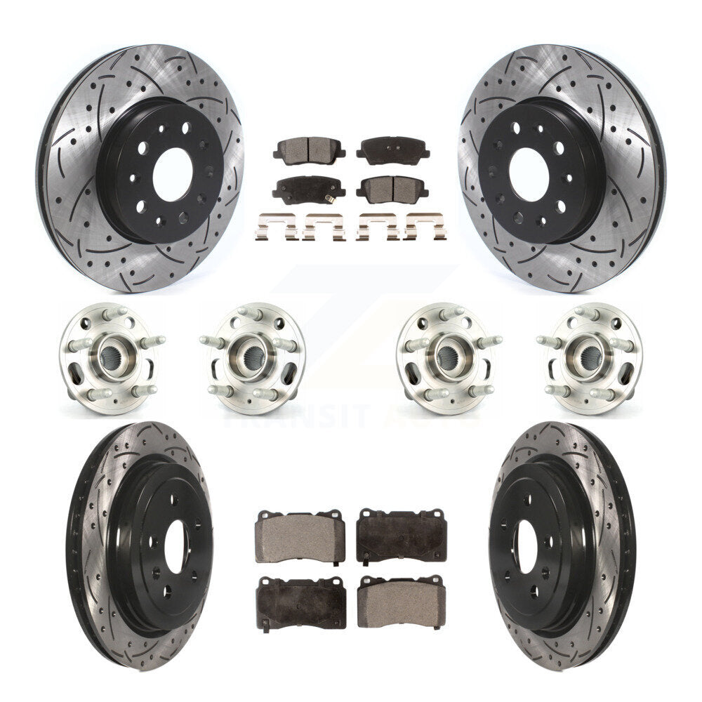 Hub Bearing Coated Disc Brake Rotor & Pad Front Rear Kit (10Pc) For Cadillac CTS