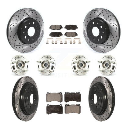 Hub Bearing Coated Disc Brake Rotor & Pad Front Rear Kit (10Pc) For Cadillac CTS