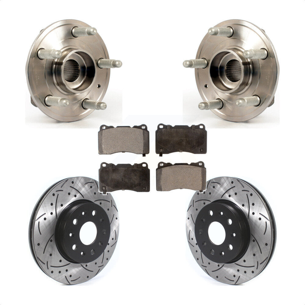Hub Bearing Assembly Coat Drill Slot Brake Rotor Pads Front Kit For Cadillac CTS