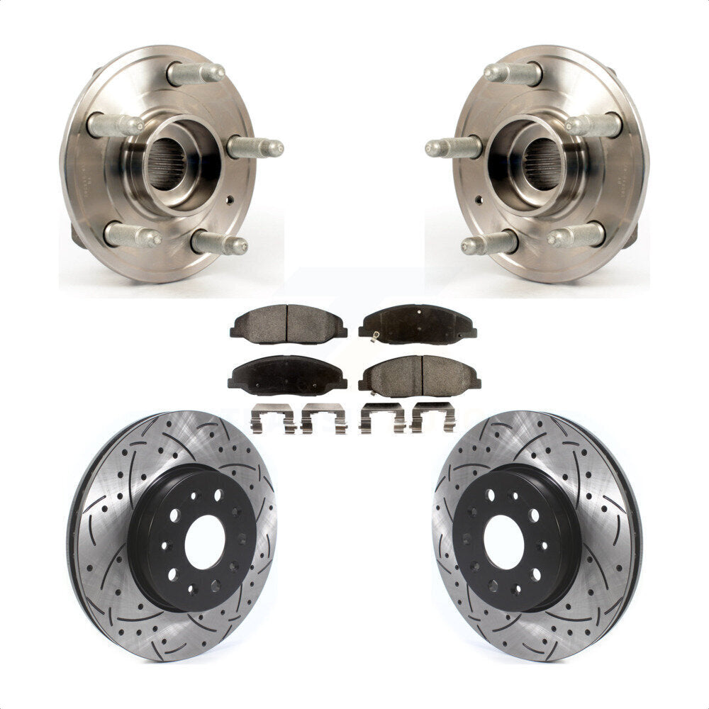Hub Bearing Assembly Coat Drill Slot Brake Rotor Pads Front Kit For Cadillac CTS