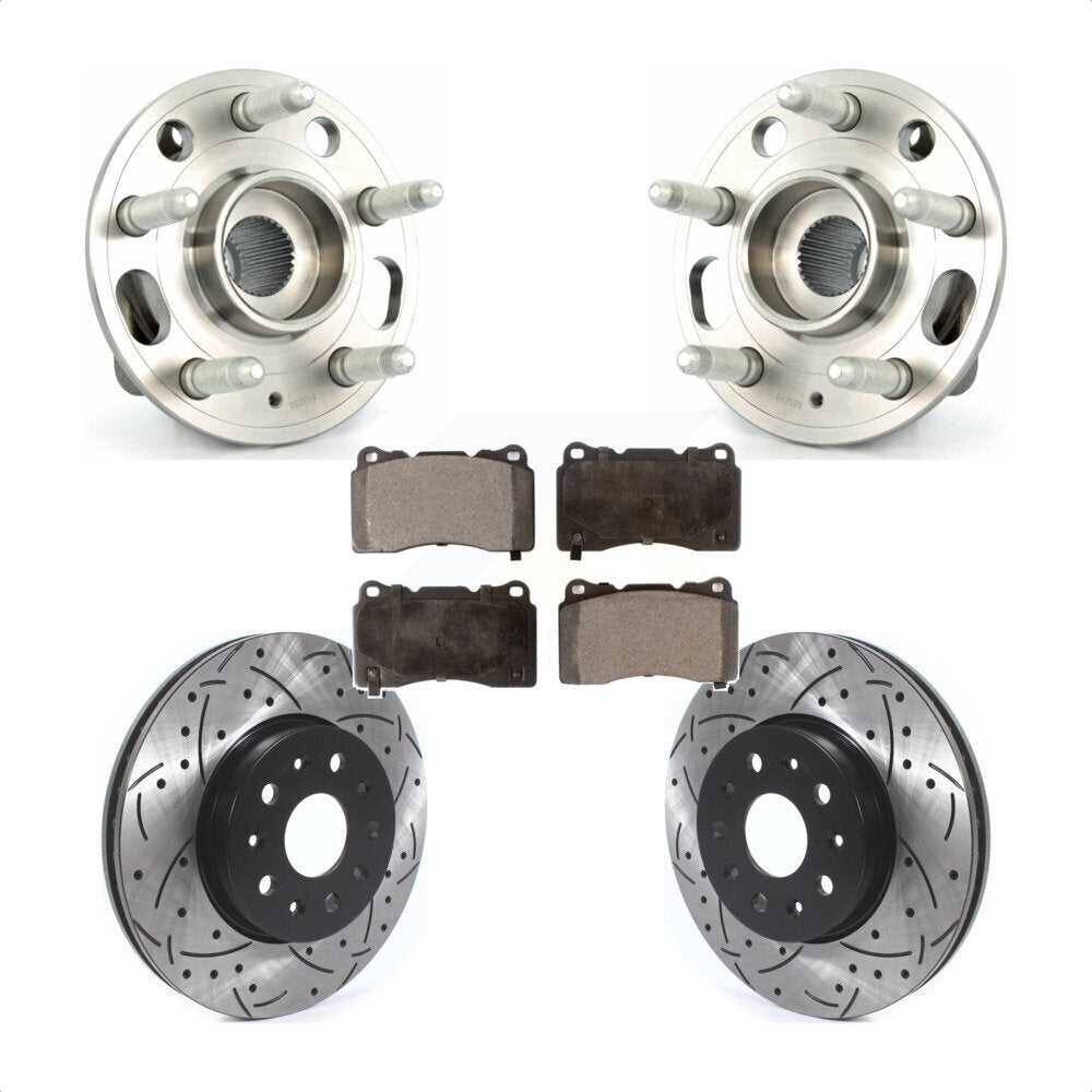 Hub Bearing Assembly Coat Drill Slot Brake Rotor Pads Front Kit For Cadillac CTS