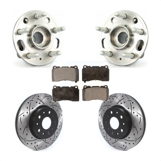 Hub Bearing Assembly Coat Drill Slot Brake Rotor Pads Front Kit For Cadillac CTS