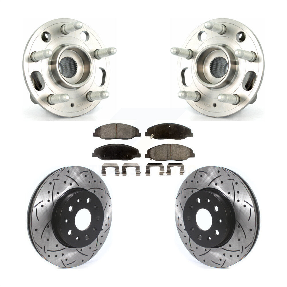 Hub Bearing Assembly Coat Drill Slot Brake Rotor Pads Front Kit For Cadillac CTS