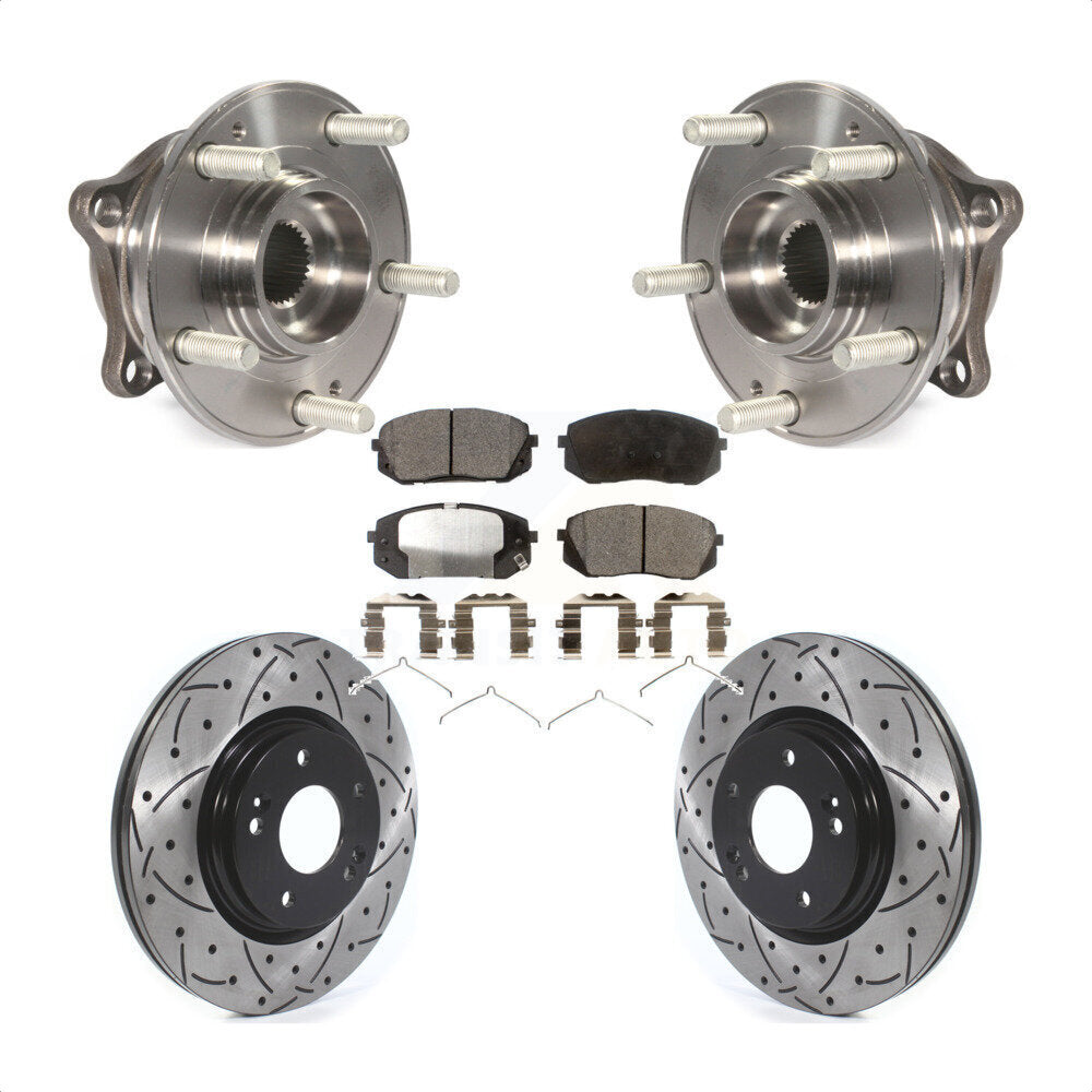 Hub Bearing Drilled Slot Brake Rotor Pad Front Kit For Hyundai Sonata Kia Optima