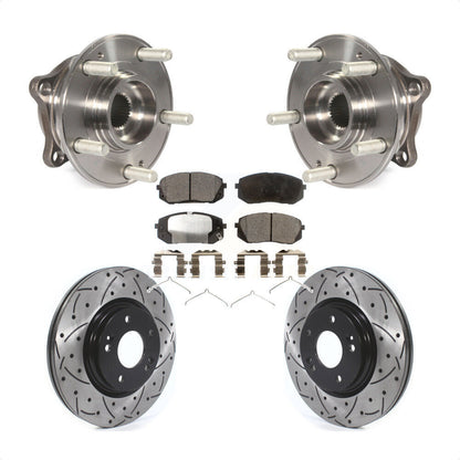 Hub Bearing Drilled Slot Brake Rotor Pad Front Kit For Hyundai Sonata Kia Optima