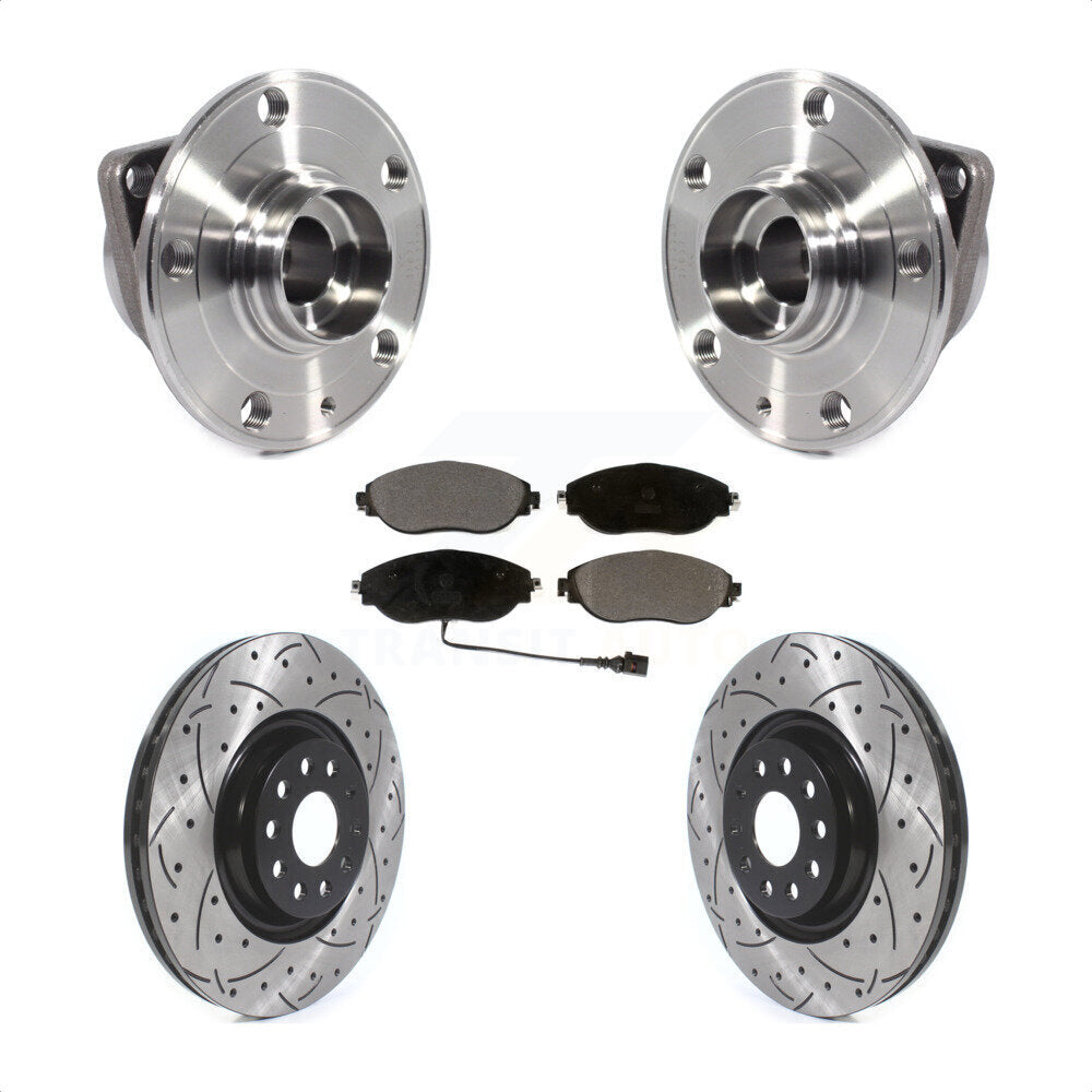 Hub Bearing Drill Slot Brake Rotor Pads Front Kit For Volkswagen Tiguan Jetta Q3