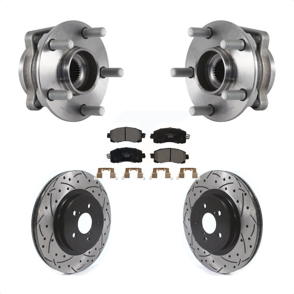 Hub Bearing Drilled Slot Brake Rotor Pads Front Kit For Subaru Crosstrek Impreza