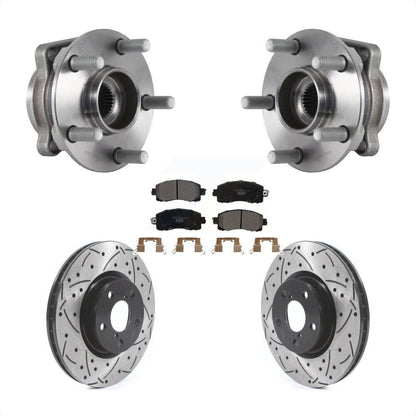 Hub Bearing Assembly Drilled Slot Brake Rotor & Pad Front Kit For Subaru Impreza