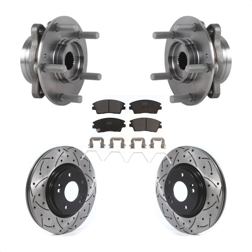 Hub Bearing Drill Slot Brake Rotor Pads Front Kit For 17-20 Hyundai Elantra 1.6L
