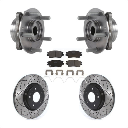 Hub Bearing Drill Slot Brake Rotor Pads Front Kit For 17-20 Hyundai Elantra 1.6L
