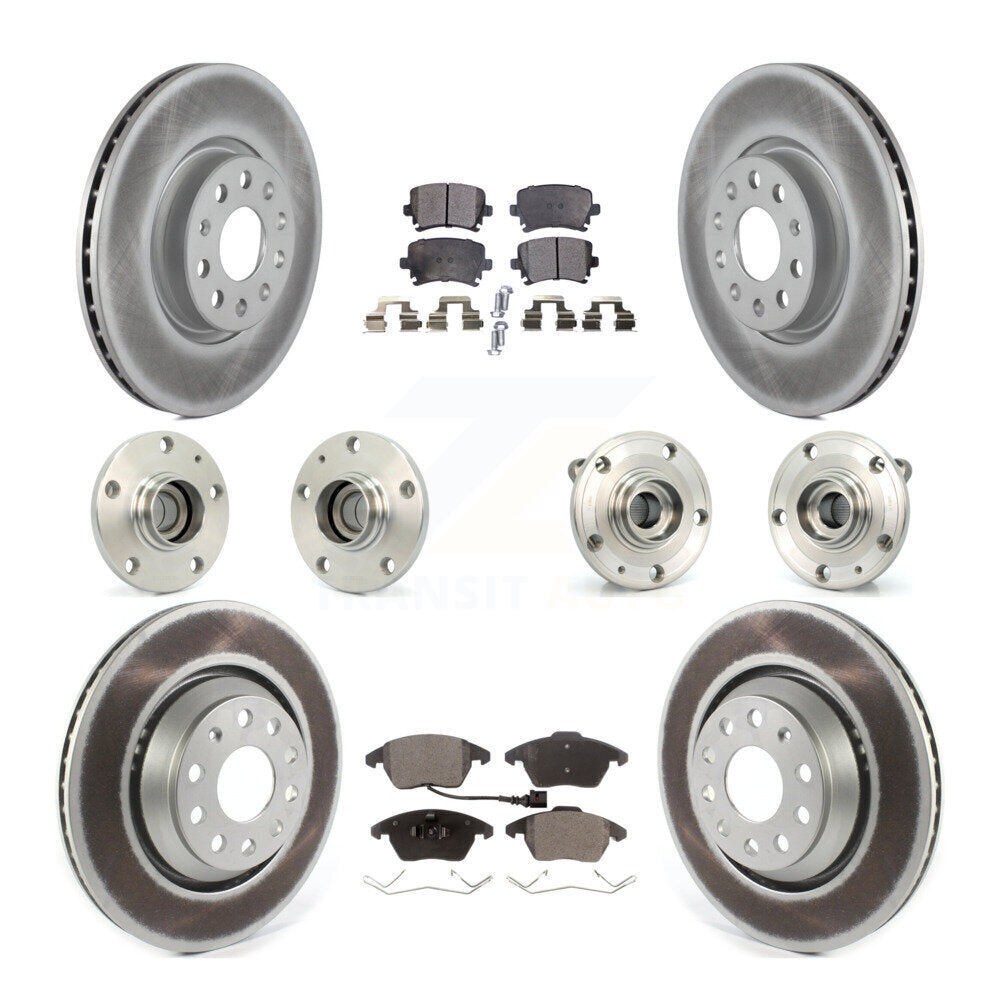 Hub Bearing Coat Brake Rotor Pads Front Rear Kit (10Pc) For Volkswagen Passat CC