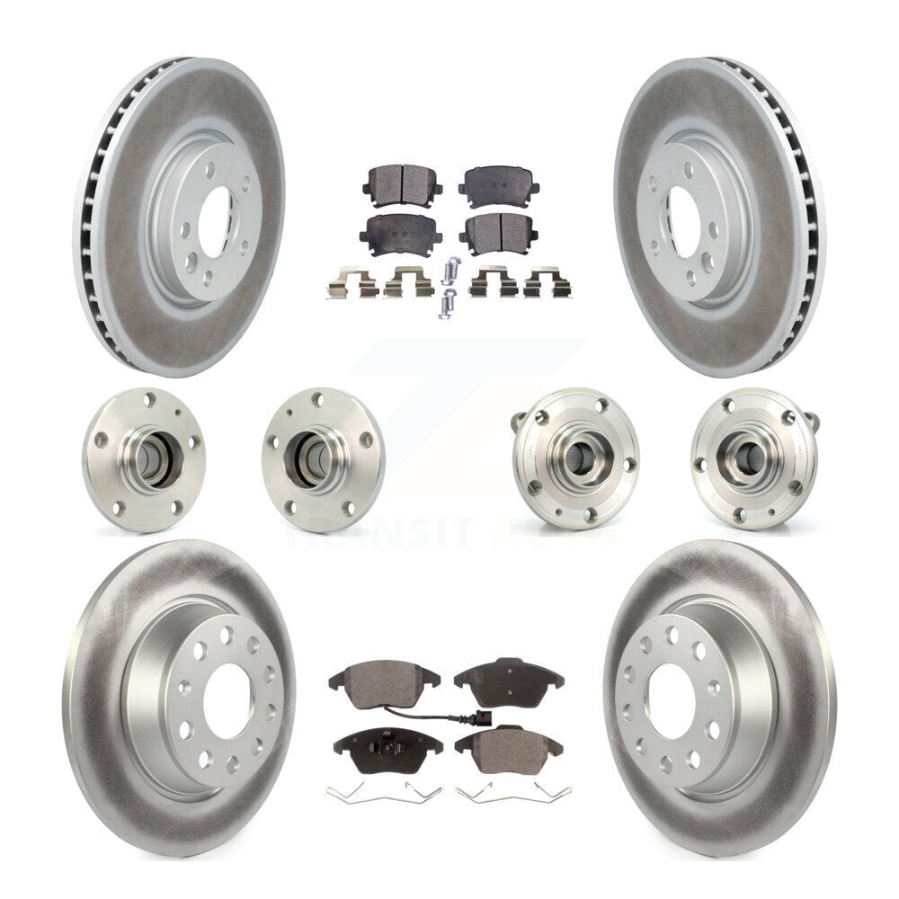 Hub Bearing Coated Disc Brake Rotor Pads Front Rear Kit (10Pc) For Volkswagen CC