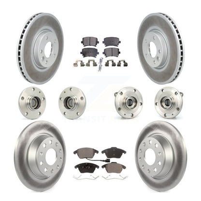 Hub Bearing Coated Disc Brake Rotor Pads Front Rear Kit (10Pc) For Volkswagen CC