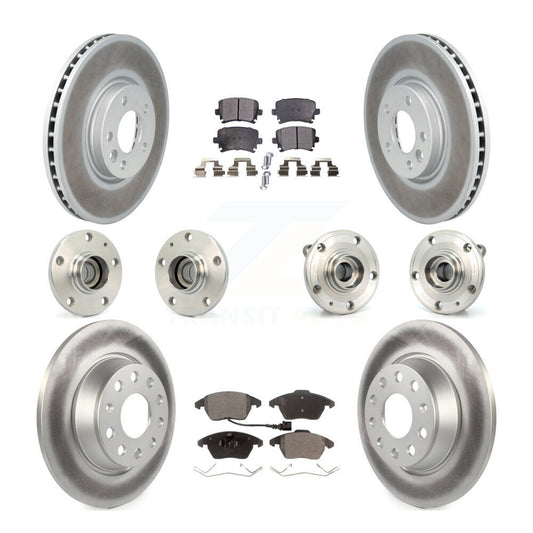 Hub Bearing Coated Disc Brake Rotor Pads Front Rear Kit (10Pc) For Volkswagen CC