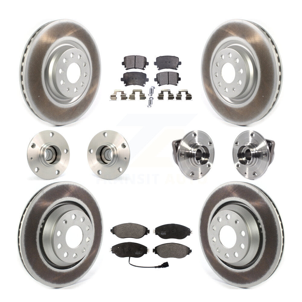 Hub Bearing Coated Disc Brake Rotor Pad Front Rear Kit (10Pc) For Volkswagen GTI