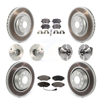 Hub Bearing Coated Disc Brake Rotor Pad Front Rear Kit (10Pc) For Volkswagen GTI