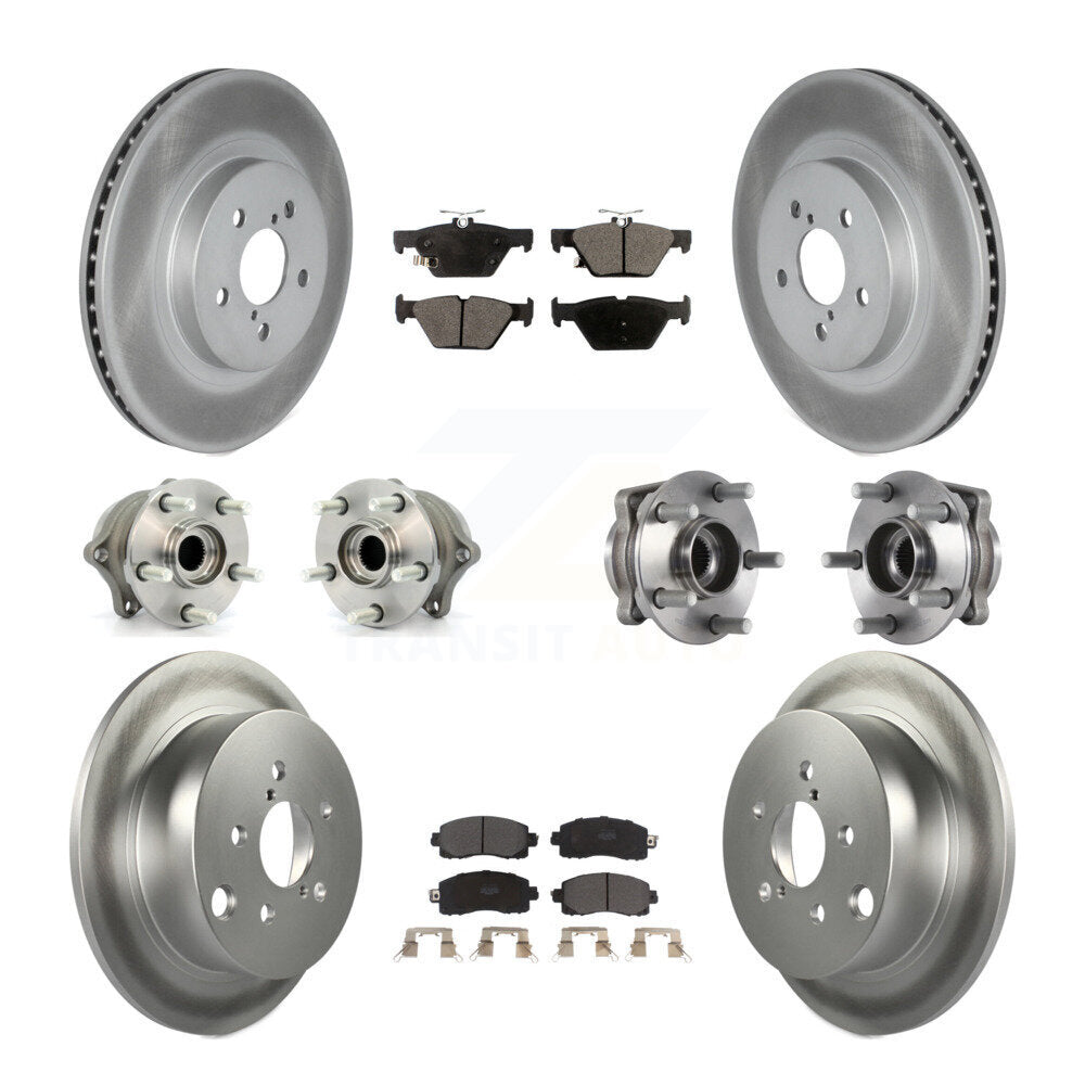 Hub Bearing Coated Brake Rotor & Pads Front Rear Kit (10Pc) For Subaru Crosstrek