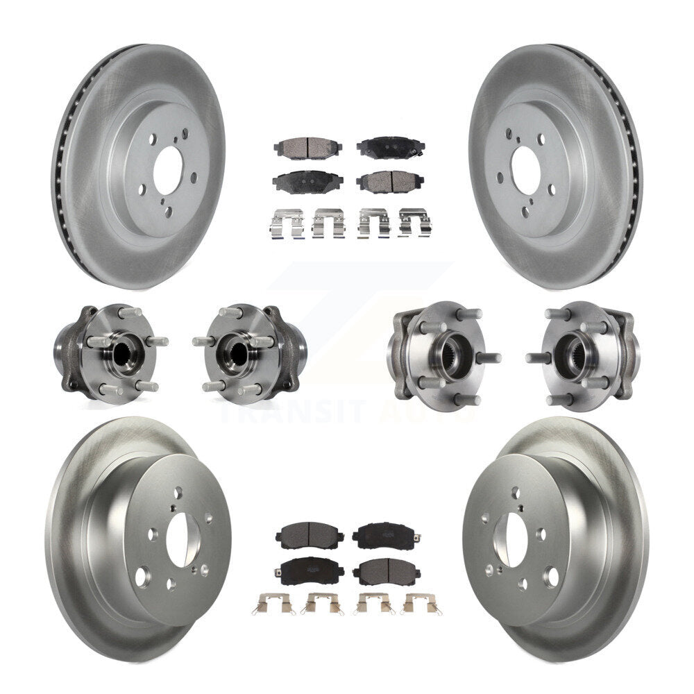 Hub Bearing Coated Brake Rotor & Pads Front Rear Kit (10Pc) For Subaru Crosstrek