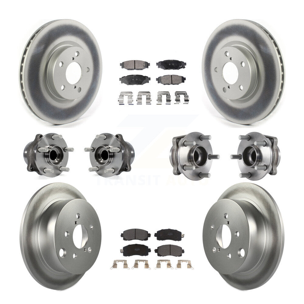 Hub Bearing Coated Disc Brake Rotor Pad Front Rear Kit (10Pc) For Subaru Impreza
