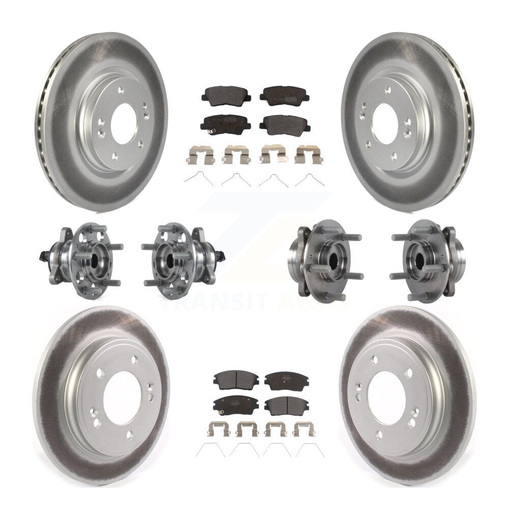 Hub Bearing Coat Brake Rotor Pads Front Rear Kit (10Pc) For Hyundai Elantra 1.6L
