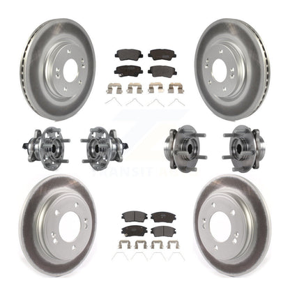 Hub Bearing Coat Brake Rotor Pads Front Rear Kit (10Pc) For Hyundai Elantra 1.6L
