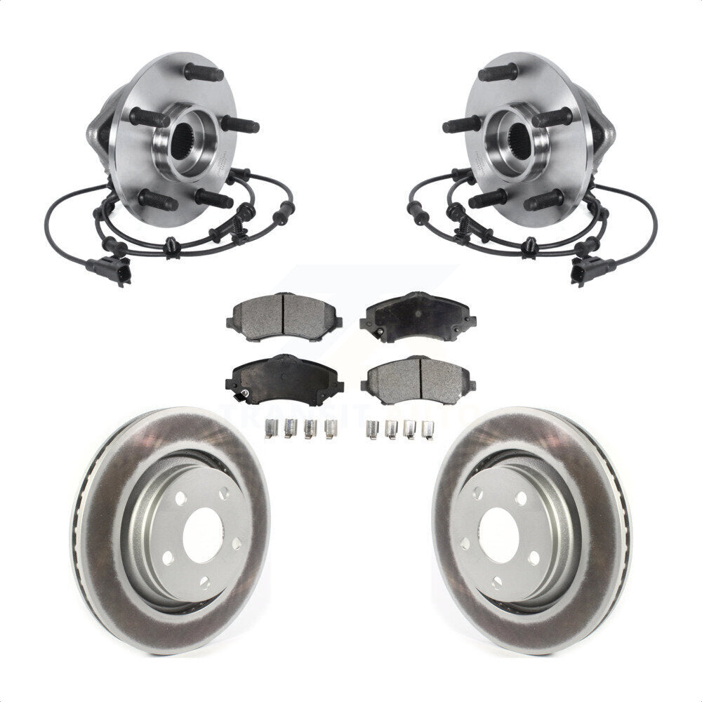 Hub Bearing Assembly Coated Disc Brake Rotor And Pad Front Kit For Jeep Wrangler