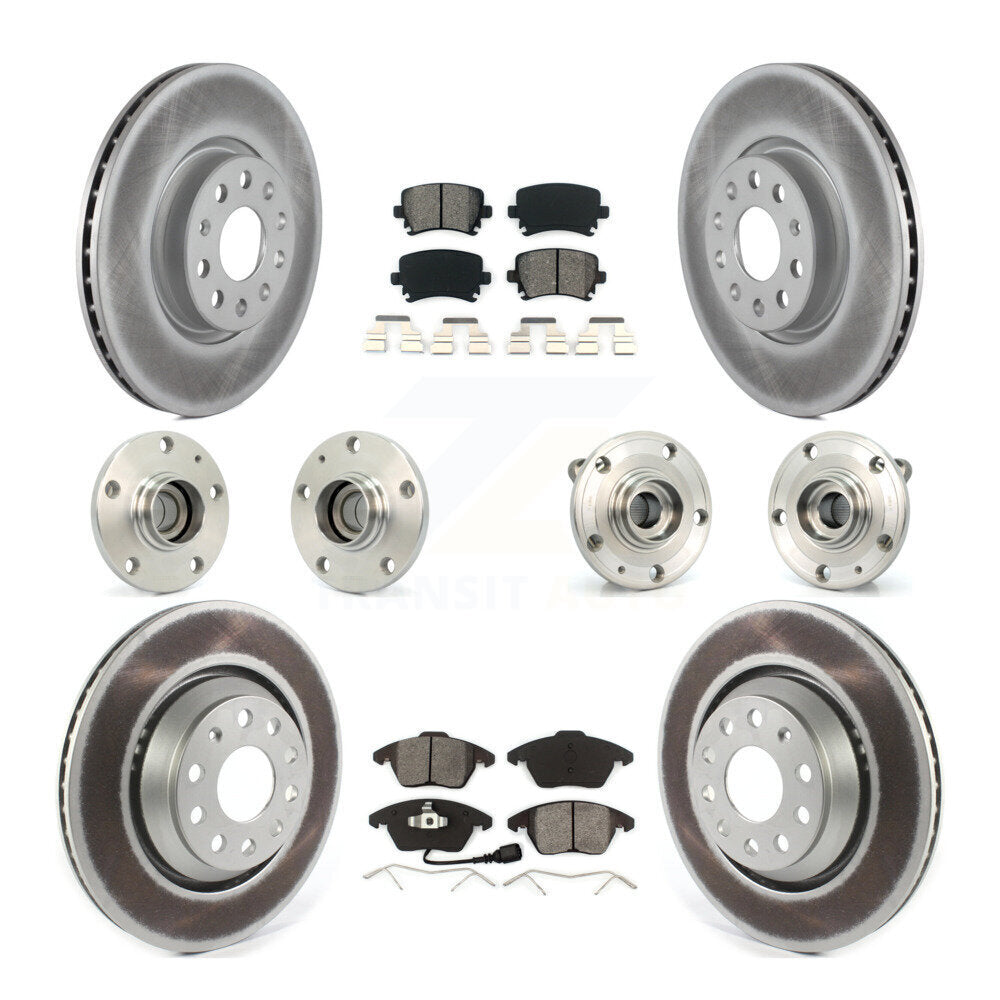 Hub Bearing Coat Brake Rotor Pads Front Rear Kit (10Pc) For Volkswagen Passat CC