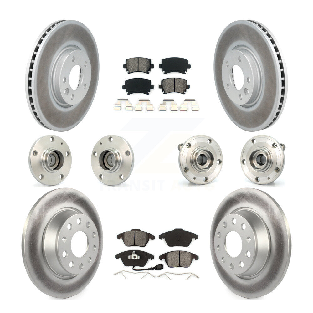 Hub Bearing Coated Disc Brake Rotor Pads Front Rear Kit (10Pc) For Volkswagen CC