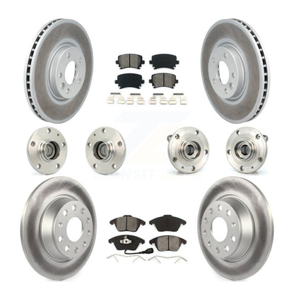 Hub Bearing Coated Disc Brake Rotor Pads Front Rear Kit (10Pc) For Volkswagen CC