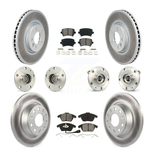Hub Bearing Coated Disc Brake Rotor Pads Front Rear Kit (10Pc) For Volkswagen CC