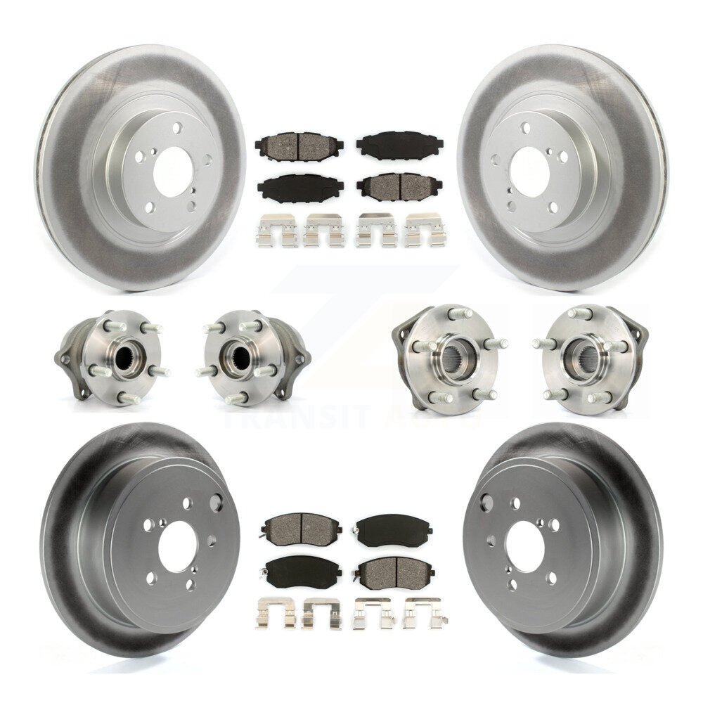 Hub Bearing Coat Brake Rotor Pad Front Rear Kit (10Pc) For Subaru Impreza Legacy