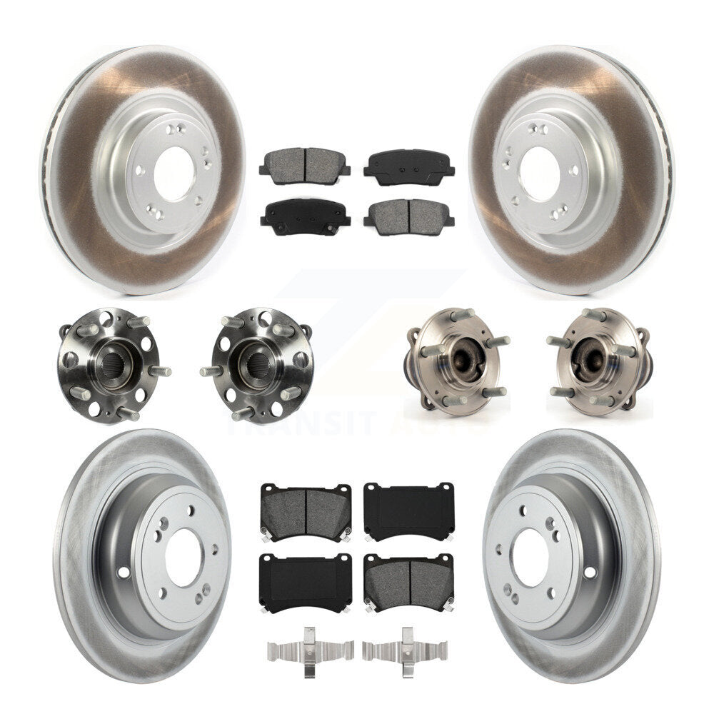 Hub Bearing Coat Brake Rotor Pads Front Rear Kit (10Pc) For Hyundai Genesis 4.6L