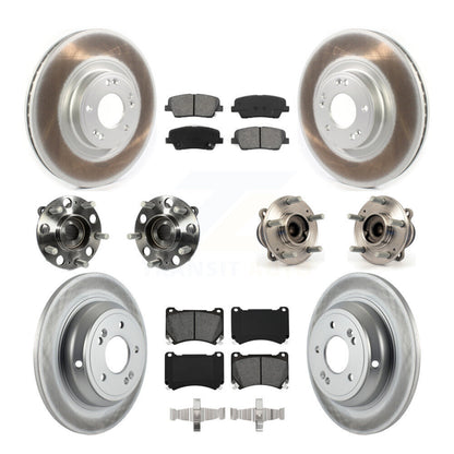 Hub Bearing Coat Brake Rotor Pads Front Rear Kit (10Pc) For Hyundai Genesis 4.6L