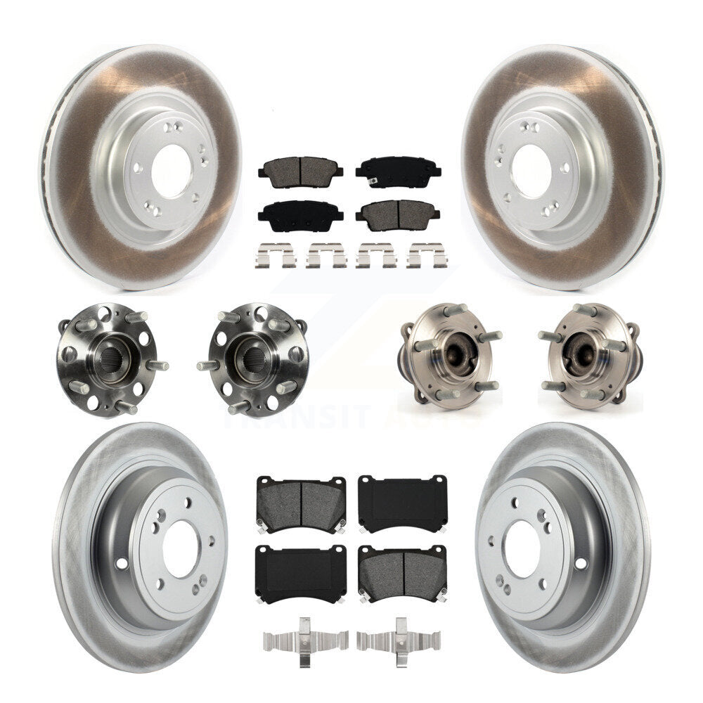Hub Bearing Coated Brake Rotor And Pad Front Rear Kit (10Pc) For Hyundai Genesis