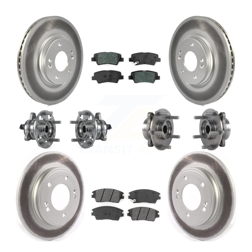 Hub Bearing Coat Brake Rotor Pads Front Rear Kit (10Pc) For Hyundai Elantra 1.6L